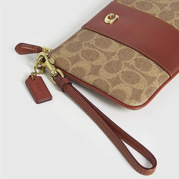 Signature Brown Wristlet by Coach - Picture 6 of 9